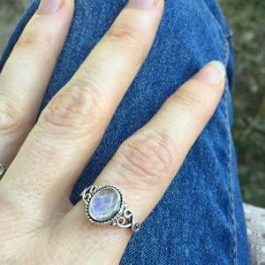 Avicrafts Rainbow Moonstone Ring 925 Sterling Silver Statement Ring For Women Handmade Gemstone Christmas Jewellery Gift For Her - Image 6