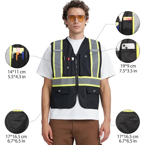 Image of A-KSAFETY High Visibility Safety Vest for Men Women with Pockets and Zipper