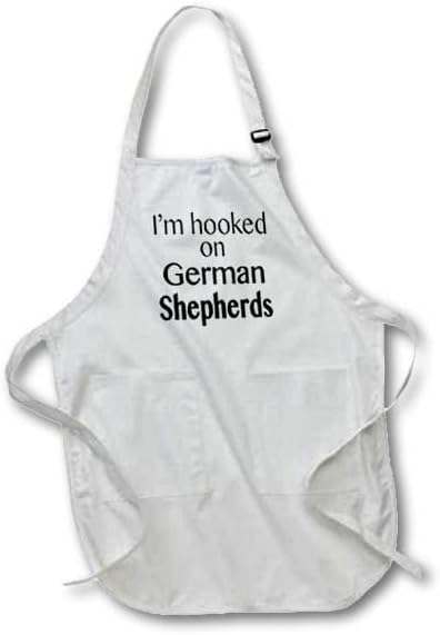3dRose apr_161078_2 I’M Hooked on German Shepherds Medium Length Apron, 22 by 24", with Pouch Pockets