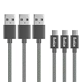 Micro USB Cable, Rankie 3-Pack 3ft Nylon Braided Extremely Durable Micro USB Cable High Speed USB 2.0 A Male to Micro B Sync and Charging Cables (Grey) - R1322