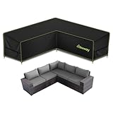 BEEWAY Garden Furniture Cover Waterproof L Shape, Outdoor Patio Rattan Corner Sofa Cover V Shaped - 420D Oxford Fabric, Windproof - 215/215x87x80/66cm