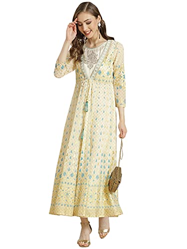 Image of Juniper Black Alphin Chiffon Printed Flared Dress with Waist Tie-up