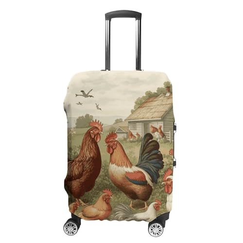 Chickens And Farm Printed Luggage Cover Protector, Fits 18-32 Inch Luggage