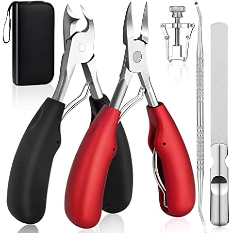 Modacraft Podiatrist Toenail Clippers, Professional Thick & Ingrown Toe Nail Clippers for Men Seniors, Ingrown Toenail Treatment Removal Kit with Nail Cutter Super Sharp Blade Soft Anti-Slip Handle Cover