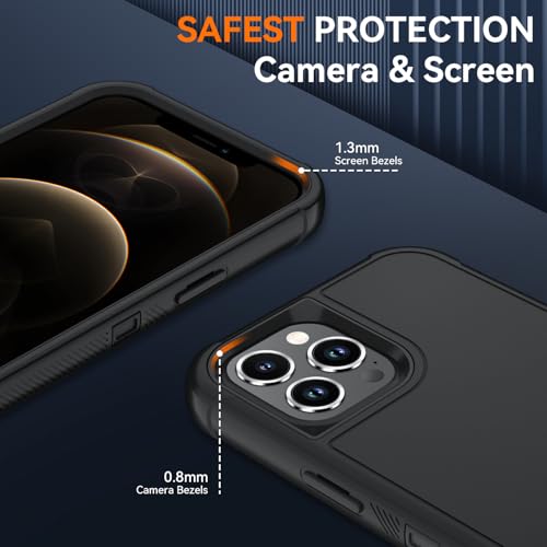 Image of SunStory Compatible with iPhone 12 Pro Max Case with HD Screen Protector, 3-Layer Heavy Duty Full-Body Cover,3 in 1 Hybrid Protective Case for iPhone 12 Pro Max 6.7 inch,Black