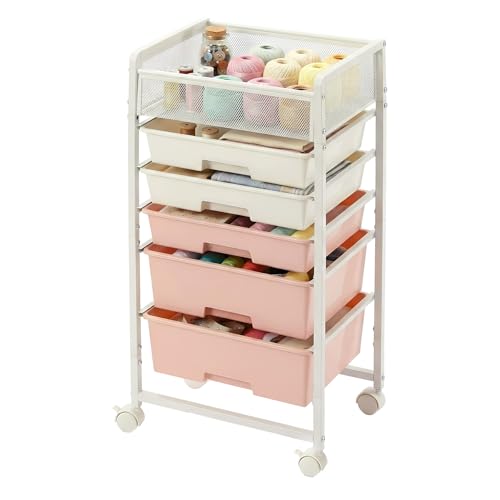 Stylish Rolling Craft Cart with 5 Drawers, Craft Cart with Wheels, Art Cart Organizer and Storage, Rolling Utility Cart with Handles for Organizing Crafts, Yarn, Toys, School Supplies, etc by Fnova - Image 8