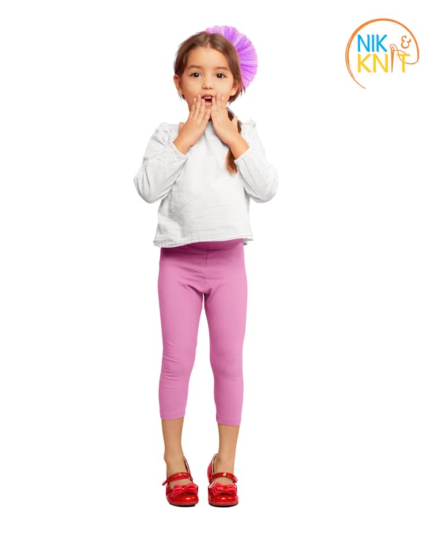 Image of NIK & KNIT Premium Stretchable Plain Capri Leggings for Girls /Kids | Night Wear | Leggings /Capris (Top /T-Shirt NOT Included)