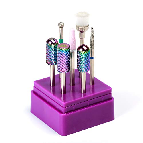 NATPLUS Tungsten Carbide Nail Drill Bits Set 7 Pcs Less Dust Cuticle Clean and Acrylic Gel Remove Nail Bits 3/32