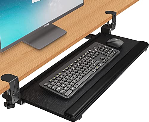 Eqey Keyboard Tray Under Desk, Height Adjustable Keyboard Tray Ergonomic Pull Out Under Desk Drawer Keyboard Platforms With Wrist Support Pad Keyboard Drawer For Desk (26 X 10 Inch, Black) #TOP7