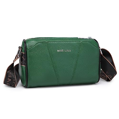 Miss Lulu bolso bandolera mujer, Bolso piel mujer con Correa Ancha Ajustable, Verde