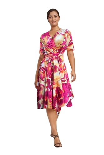 Image of Comfortable Dresses for Women Stretchy Flattering Fit Tie-dye Wrap Dress V Neck Short Sleeve Tie Waist Daily Wear Party Vacation
