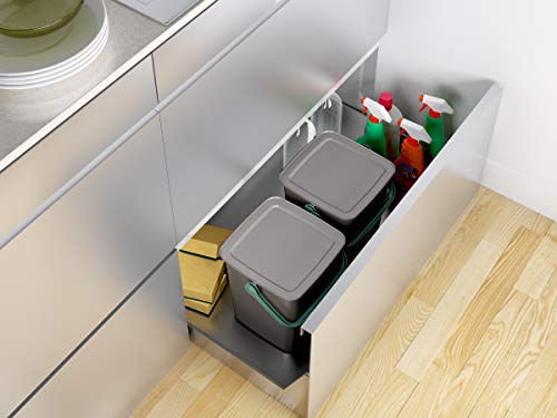 Kis Smart Bio Komposteimer 9L mit Deckel und Henkel, grau/grün, 25.5 x 23 x 25 cm – Bild 5