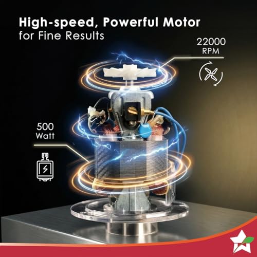 Image of Bullett by Wonderchef, 500W Mixer Grinder Blender Smoothie Maker, 22000 RPM, 2 Jars, Stainless-Steel Blade, Sipper Jar & Lid, 2-Yr Warranty, Black & Red