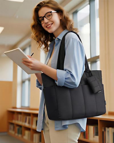 LOVEVOOK Shopper Tasche Damen Handtasche Groß, Leicht Arbeitstasche Puffer Tote Bag mit Vielen Fächern, 15,6 Zoll Laptoptasche Schultasche Lehrertasche, Schultertasche für Arbeit Büro Uni Reise – Bild 2