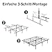 Zinus Justin Bett 90x200 cm - Höhe 36 cm mit Stauraum unter dem Bett - Metall Plattform Bettgestell - Schwarz