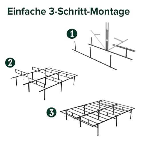Zinus Justin Bett 100x200 cm - Höhe 36 cm mit Stauraum unter dem Bett - Metallplattformbettrahmen - Schwarz, Schwarze