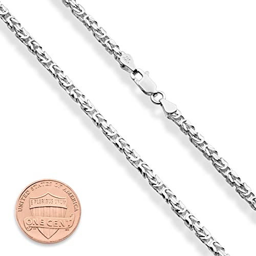 Miabella Solid 925 Sterling Silver Italian 3mm Square Byzantine Link Chain Necklace for Women Men, 925 Handmade in Italy2