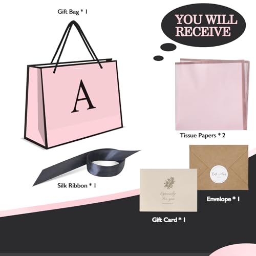 Sac-cadeau initiales QLSKO avec ruban | Sac en papier horizontal