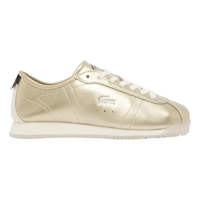 Lacoste Chaussures Club-Low Metallic Leather, couleur or et blanc cassé, style rétro sportif, légères, Doré, métallisé, blanc cassé, 36 EU