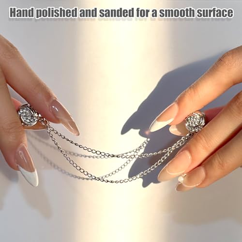 Magnetic Clips with Chain Hijab Magnets for Pant Hem Leg & Sleeve Adjuster Hijab Scarf for Women for Clothing Accessories with Rhinestone Embellishments