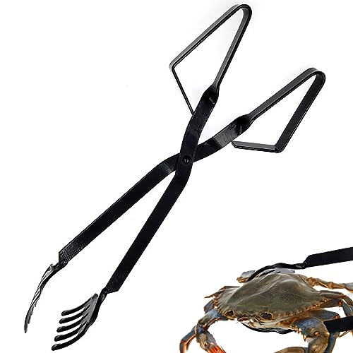 Crab Tongs for Live Portable Iron Scissor Painted Anti-rust Crab Tongs Heavy Duty Tongs for Shellfish Lobster BBQ, Crab Tongs