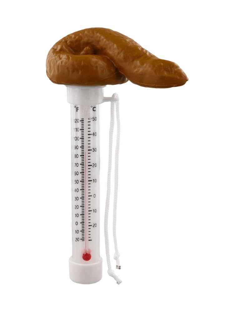 Hilarious Floating Poop Pool Thermometer, Easy Read Spa Water Temperature Gauge for Hot Tubs Aquariums Ponds, Fahrenheit and Celsius, Plastic