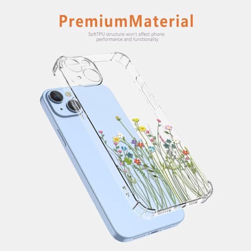YUEQIAN Case for Xiaomi Redmi Note 13 Pro+ Plus 5G, Fashion Flower Cartoon Pattern Clear Cover - Image 2
