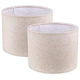 TEEYELLA Lamp Shades Set of 2, Beige Linen Lampshade, 13' Top X 13' Bottom X 10' High, Easy Assembly, Modern Minimalist Drum Lamp Shades for Table Lamps Floor Lamps, Create Soft Calming Ambiance