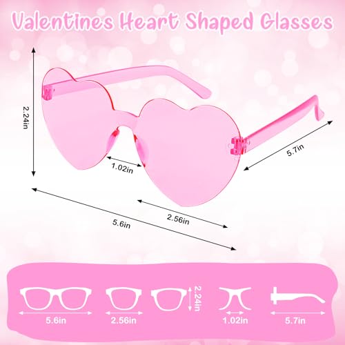 image for Genuvi Valentines Heart Shaped Glasses for Women Girls 12 Pairs Valent