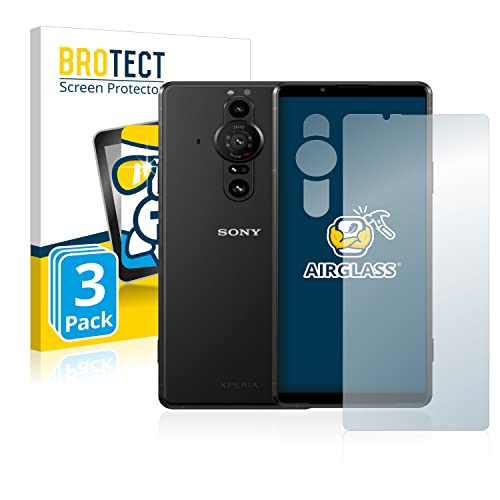 BROTECT Protector Pantalla Cristal para Sony Xperia Pro-I (Frontal+Cámara) Protector Vidrio (3 Unidades) - [Dureza 9H, Anti-Arañazos]
