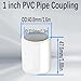 YTFSA White 1 inch PVC Pipe Coupling Adapter Pipe Fittings, Socket x Socket, Sch40 PVC Coupling, PVC Slip Socket Connectors, PVC Straight Pressure Pipe Fittings for Home or Industrial Use， 10Pack