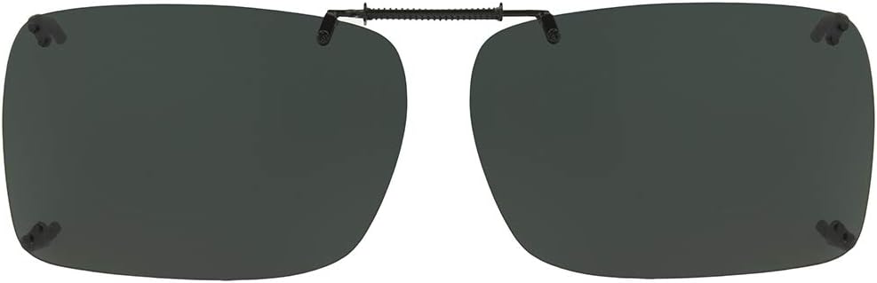 DiopticsHaven F REC Clip On Sunglasses Polarized Rectangular, Grey, 54 mm, Grey, 54 mm
