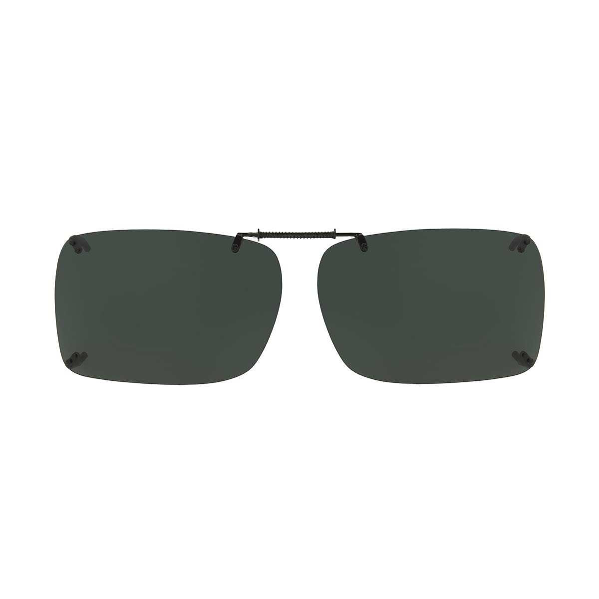 DiopticsHaven F REC Clip On Sunglasses Polarized Rectangular, Grey, 54 mm, Grey, 54 mm