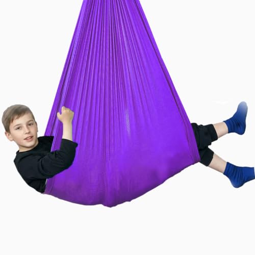Image of Sensory Swing for Kids & Adults, Therapy Joy Swing for Autism, ADHD, SPD, Snuggle Swing Holds up to 300lbs has a Calming Effect on Children with Sensory Needs (Purple, only Fabric)