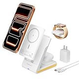Wireless Charger for Samsung Charging Station,5 in 1 Magnetic Charging Stand with Portable Power Bank for Samsung Galaxy S25 Ultra S24 S23 FE S22 S21 S20 S10 S9 S8,iPhone 17 Pro Max Plus with Adapter