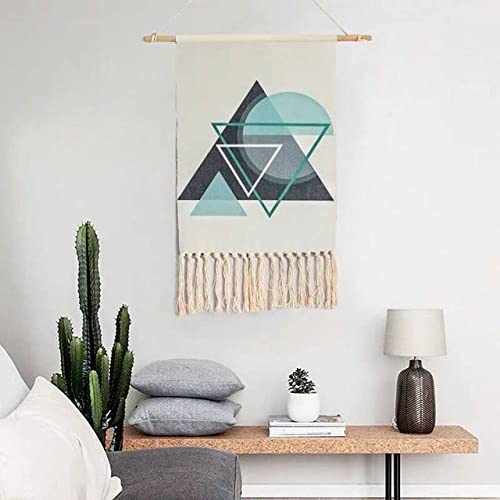 Tapisserie murale gland coton tissé main déco suspendue géométrique 50x90cm