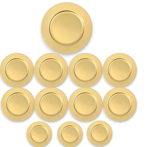 Aurora Store 12 x Sottopiatti Oro da 33 cm Set da tavola TONDI per Natale, Capodanno, Feste, Compleanno