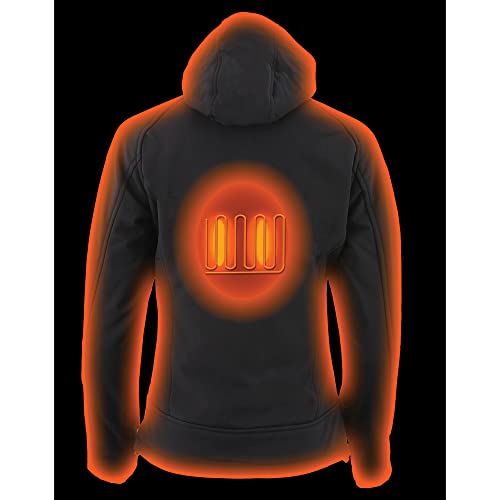 Nexgen Heat NXL2767SET Ladies 'Ruffled' Black Heated Soft Shell Hooded Jacket (Rechargeable Battery Pack Included)4