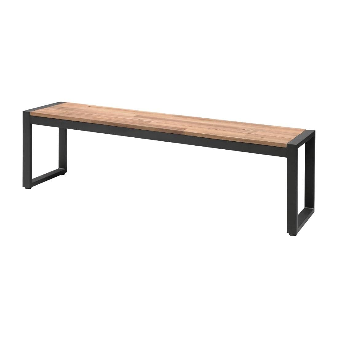 Bolero DS158 Lot de 2 bancs industriels en bois d'acacia et acier revêtu par pulvérisation Teck Hauteur 450 mm Largeur 1600 mm Longueur 380 mm