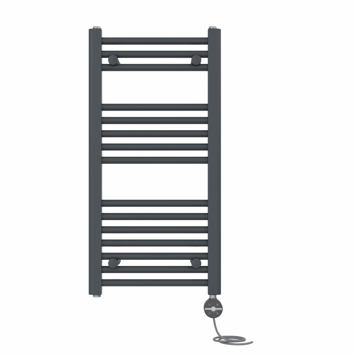 Nrg Anthracite Prefilled Straight Electric Heated Towel Rail Radiator Thermostatic Bathroom Warmer With Touch Screen Display 800X400mm - 400W