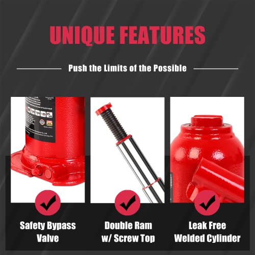 Big Red ATH80402XR 4 Ton (8,000 Lbs) Torin Double Ram Welded Hydraulic Car Bottle Jack thumb #2