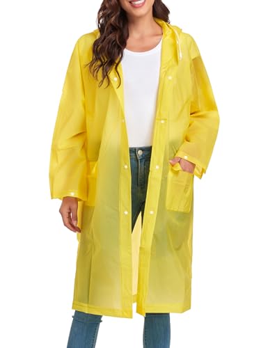 Raincoats For Women Men Reusable Portable Waterproof EVA Long Rain Ponchos with Hoods