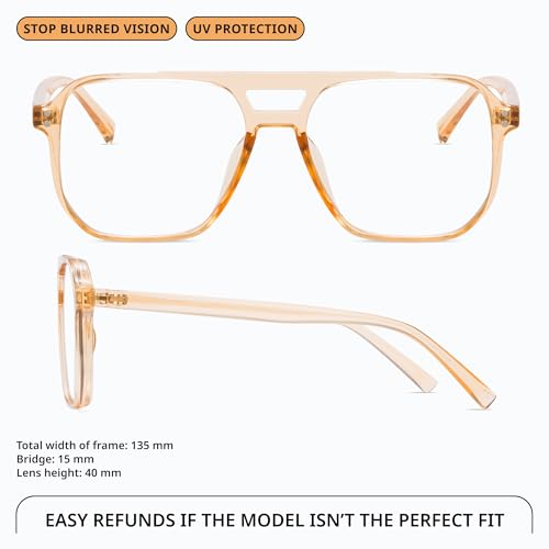 Image of livho Retro Aviator Blue Light Blocking Glasses for Women Men with Soft Case, Trendy Rectangle Computer Eyeglasses
