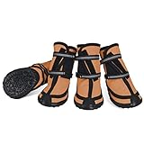 Dog Shoes for Large Dogs Winter Snow Dog Booties with Adjustable Straps Rugged Anti-Slip Sole Paw -...