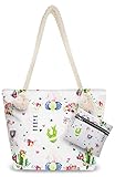 Rave Envy Llama Beach Shoulder Tote Bag - White Llama Weekender Travel Bag - Comes with Quick Reach
