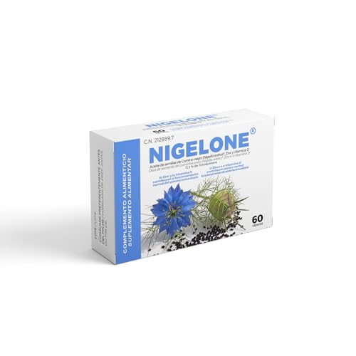 Nigelone Suplemento natural para ayudar a combatir Helicobacter Pylori – Aceite de Comino Negro 2,5% Timoquinona + Pidolato de Zinc + Vitamina D - Buen funcionamiento digestivo – 60 Cápsulas