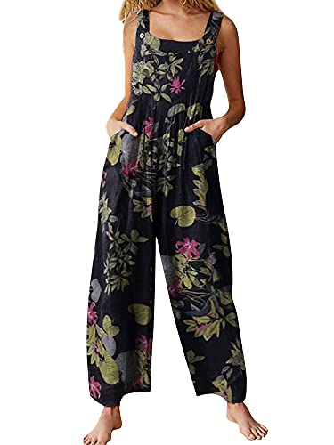 Sunfanrtnn Salopette ample pour femme - Combinaison ample sans manches - Pantalon long, A-Navy Patchwork, XL Cover