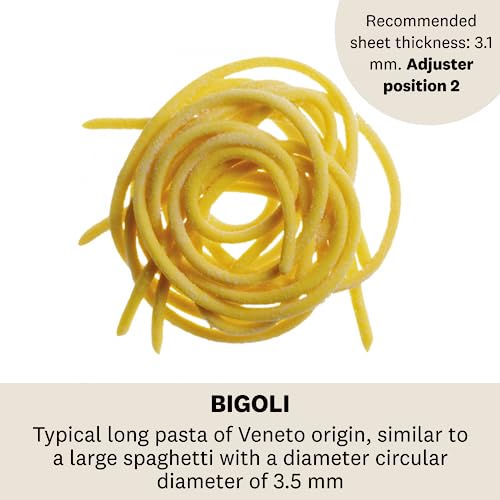 Image of Marcato Bigoli Attachment for Atlas 150 Pasta Machine - Thick Spaghetti Pasta Cutter Accessory, Chrome Steel Construction, Made in Italy