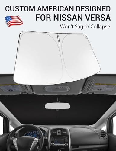 Image of Proadsy 2026 Upgrade Windshield Sun Shade Custom Fit 2012-2018 Nissan Versa Foldable Front Sunshade Protector Sun Visor Blocks UV Rays Keep Car Cooler