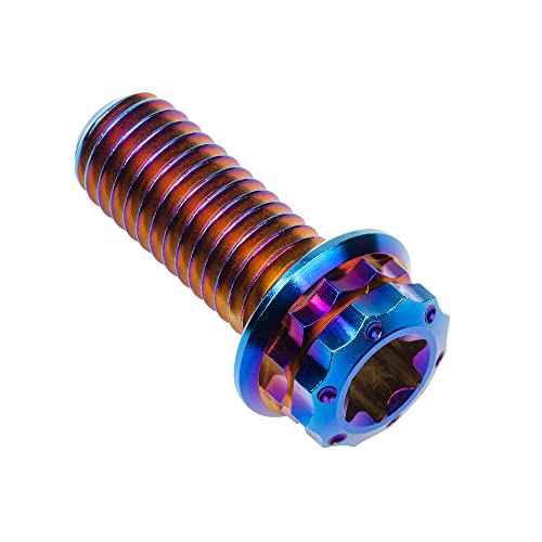 Image of Titanium Flange 12 Point Head M8 x15 20 25 30 35 40 45 50 55 60 65mm Screw Bolt Pack of 4 (M8x20mm, Burning Blue)
